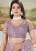 Purple Sequins Work Net Saree