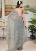 Grey Net Saree In Sequins Work