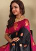 Black Art Silk Saree In Zari Woven Work