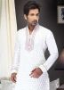 Readymade White Art Silk Kurta Pyjama