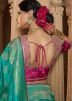 Turquoise Zari Woven Saree & Blouse