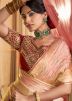 Peach Satin Saree In Woven Work