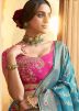 Blue Zari Woven Satin Saree