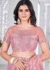 Pink Embroidered Tissue Silk Saree