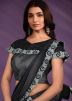 Black Embroidered Pre-Stitched Saree In Lycra