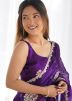 Blue Embroidered Saree In Chiffon
