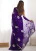 Blue Embroidered Saree In Chiffon