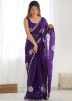 Blue Embroidered Saree In Chiffon