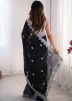 Black Embroidered Saree In Chiffon