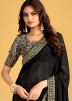 Black Half N Half Printed Saree