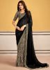 Black Half N Half Printed Saree