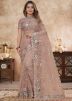 Dusty Peach Embroidered Net Saree