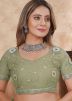 Sage Green Net Embroidered Saree