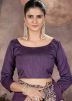 Purple Thread Embroiderd Saree