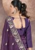 Purple Thread Embroiderd Saree