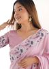 Pink Embroidered Saree In Art Silk