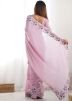 Pink Embroidered Saree In Art Silk
