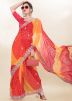 Orange & Red Printed Saree In Georgette