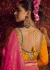 Pink Embroidered Saree In Viscose