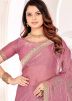 Pink Embroidered Saree In Art Silk