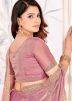 Pink Embroidered Saree In Art Silk