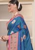 Blue Zari Woven Saree In Art Silk