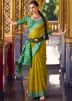 Green Zari Woven Saree In Art Silk