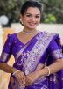 Purple Woven Saree In Art Silk