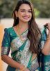 Dual Tone Teal Green Woven Saree