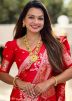 Red Art Silk Woven Saree & Blouse