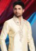 Readymade Cream Art Silk Kurta Pyjama