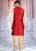 Maroon Asymmetric Readymade Sherwani With Dhoti