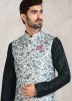 Readymade Mens Kurta Pajama With Nehru Jacket In Green