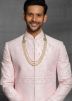 Pink Embroidered Anarkali Style Sherwani In Silk