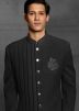 Asymmetric Indo Western Sherwani In Black