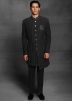 Asymmetric Indo Western Sherwani In Black