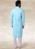 Blue Printed Kurta Pajama Set In Cotton