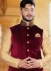 Golden Dhoti Kurta With Nehru Jacket