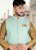 Golden Kurta Dhoti Set With Embroidered Jacket