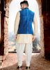 Cream Dhoti Kurta Set With Nehru Jacket