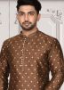 Brown Woven Kurta With Churidar