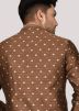 Brown Woven Kurta With Churidar