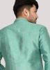 Turquoise Woven Readymade Sherwani And Dhoti Set