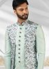 Green Kurta Pajama With Attached Printed Jacket