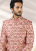 Floral Mens Sherwani Set In Art Banarasi Silk