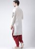 Readymade Mens White Embroidered Kurta With Dhoti
