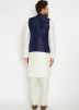 White Kurta Pajama Set With Nehru Jacket For Men