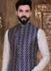 Cream Kurta Pajama With Digital Printed Jacket