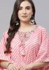 Pink Striped Cotton Kaftan Kurti