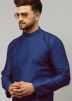 Blue Readymade Dhoti With Kurta In Dupion Silk
